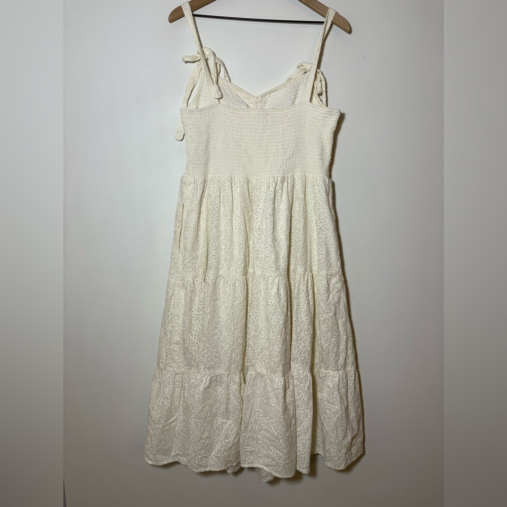 MADEWELL Eyelet Lucie Tie-Strap Tiered Midi Dress Off White Sz XL - Picture 7 of 11